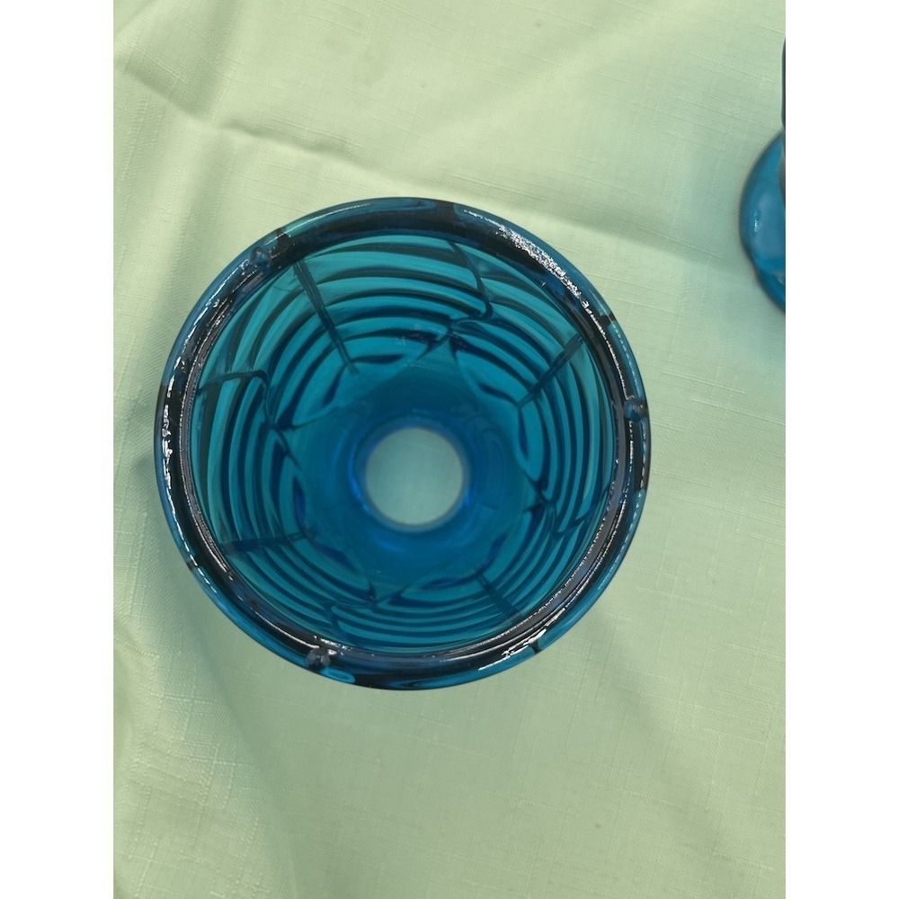 Viintage Viking Glass Epic Glimmer Leaf COBALT BLUE Bluenique Fairy Lamp - Picture 4 of 9